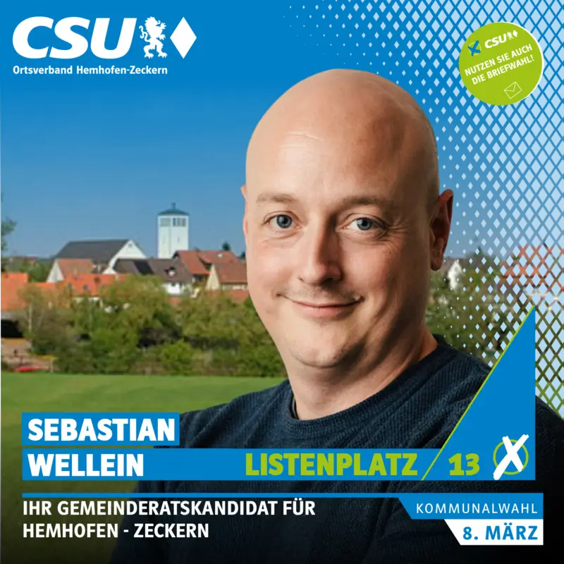 Listenplatz 13: Sebastian Wellein – Gemeinderatskandidat in Hemhofen-Zeckern