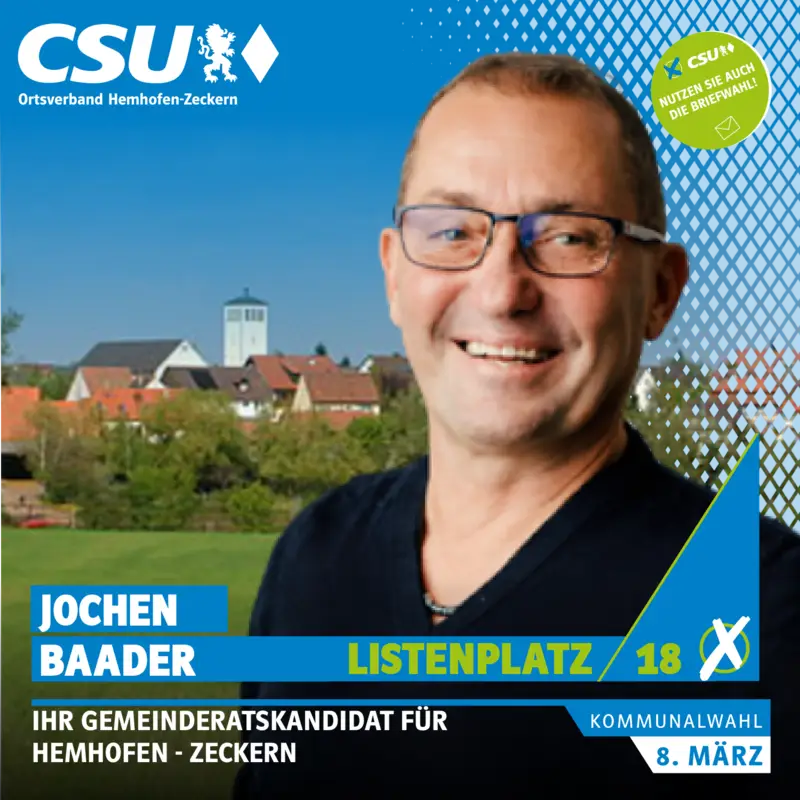 Listenplatz 18: Jochen Baader – Gemeinderatskandidat in Hemhofen-Zeckern