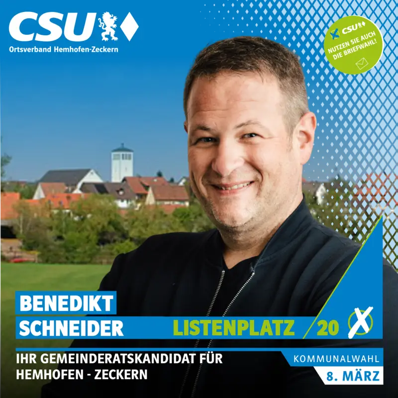 Listenplatz 20: Benedikt Schneider – Gemeinderatskandidat in Hemhofen-Zeckern