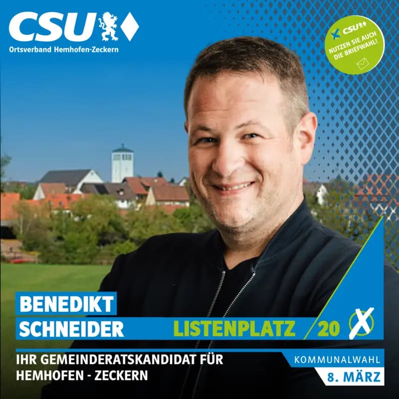 Listenplatz 20: Benedikt Schneider – Gemeinderatskandidat in Hemhofen-Zeckern