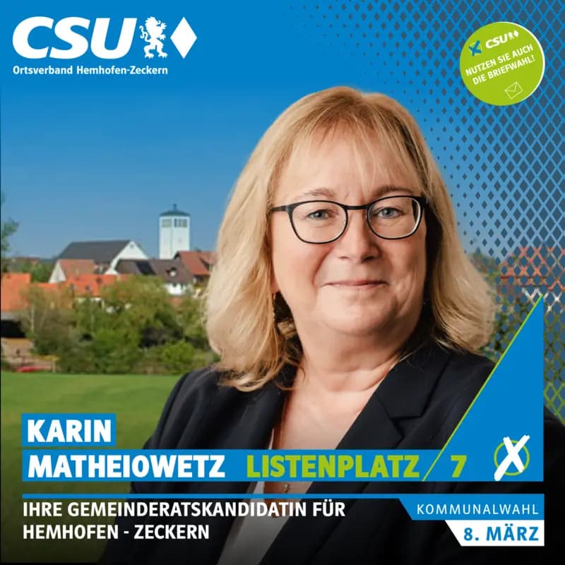 Listenplatz 7: Karin Matheiowetz – Gemeinderatskandidatin in Hemhofen-Zeckern