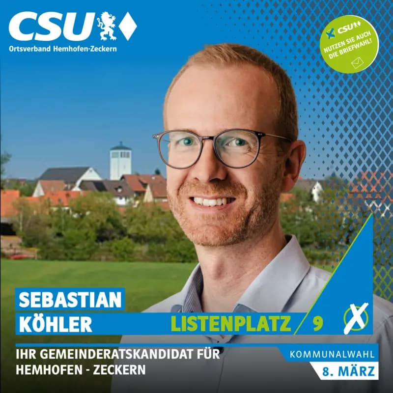 Listenplatz 9: Sebastian Köhler – Gemeinderatskandidat in Hemhofen-Zeckern