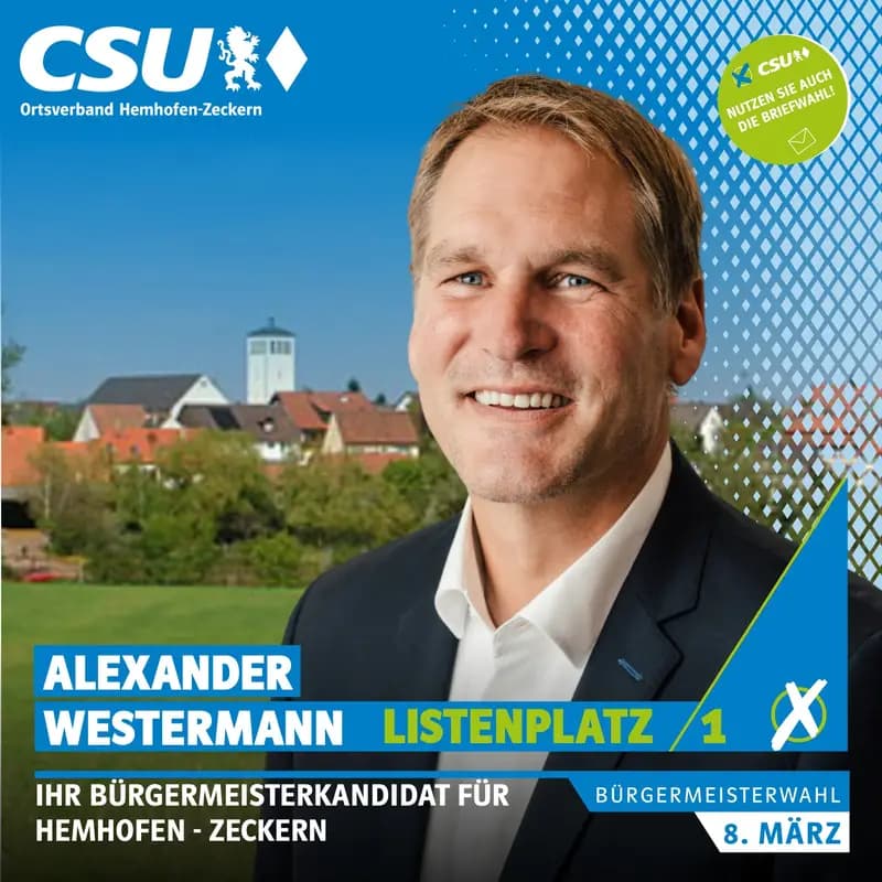 Listenplatz 01: Alexander Westermann (Bürgermeisterkandidat) Listenplatz 1: Alexander Westermann – Bürgermeisterkandidat in Hemhofen-Zeckern
